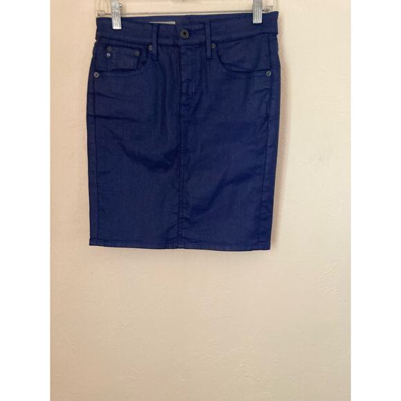 AG Adriano Goldschmied Women's Mini Skirt Size 26 Blue Coated Pencil NWOT - Picture 2 of 7